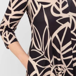 Clearance Alembika Abstract Leaf Print Dress Black