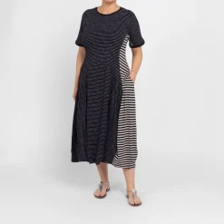 Clearance Alembika Striped Jersey Dress Black