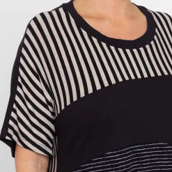 Discount Alembika Striped Jersey Dress Black