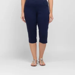 Fashion Beige Capri Trousers Navy