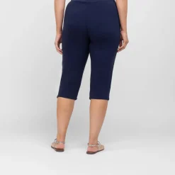 Fashion Beige Capri Trousers Navy