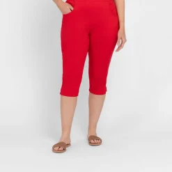 Fashion Beige Capri Trousers Red