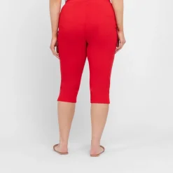 Fashion Beige Capri Trousers Red