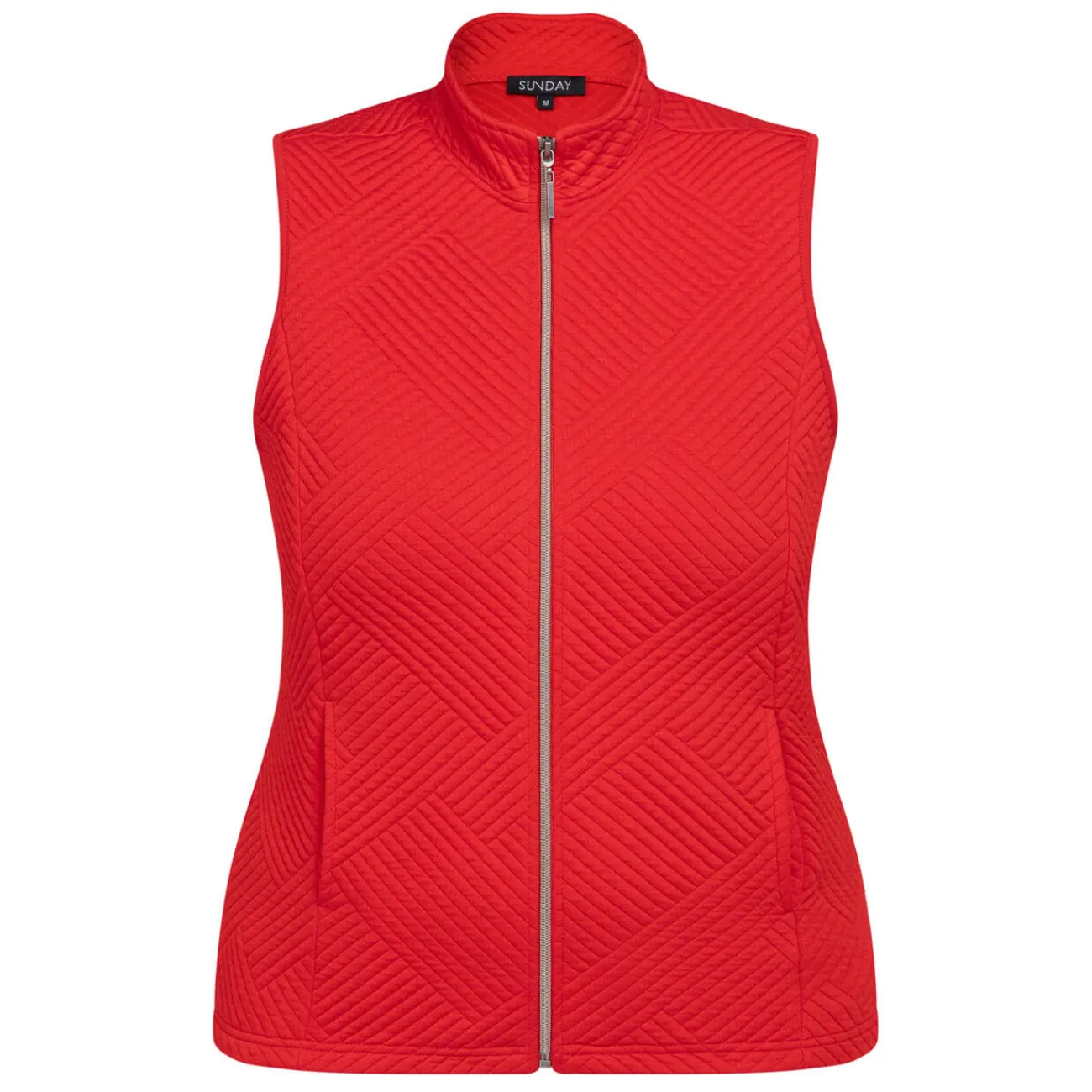Outlet Beige Jersey Zip Gilet Red