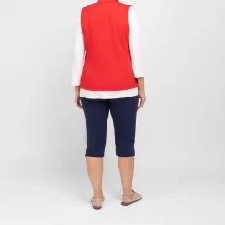 Outlet Beige Jersey Zip Gilet Red