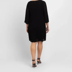 Fashion Beige Pleated Georgette Dress Black