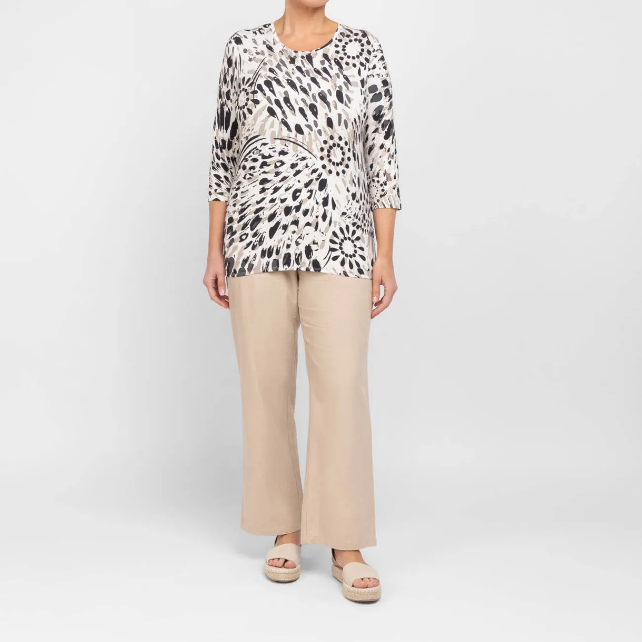 Online Beige Printed T-Shirt Stone