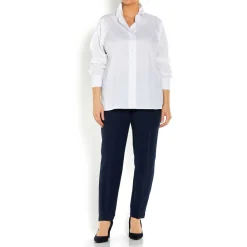 New Beige PULL ON TROUSER FRONT CREASE NAVY