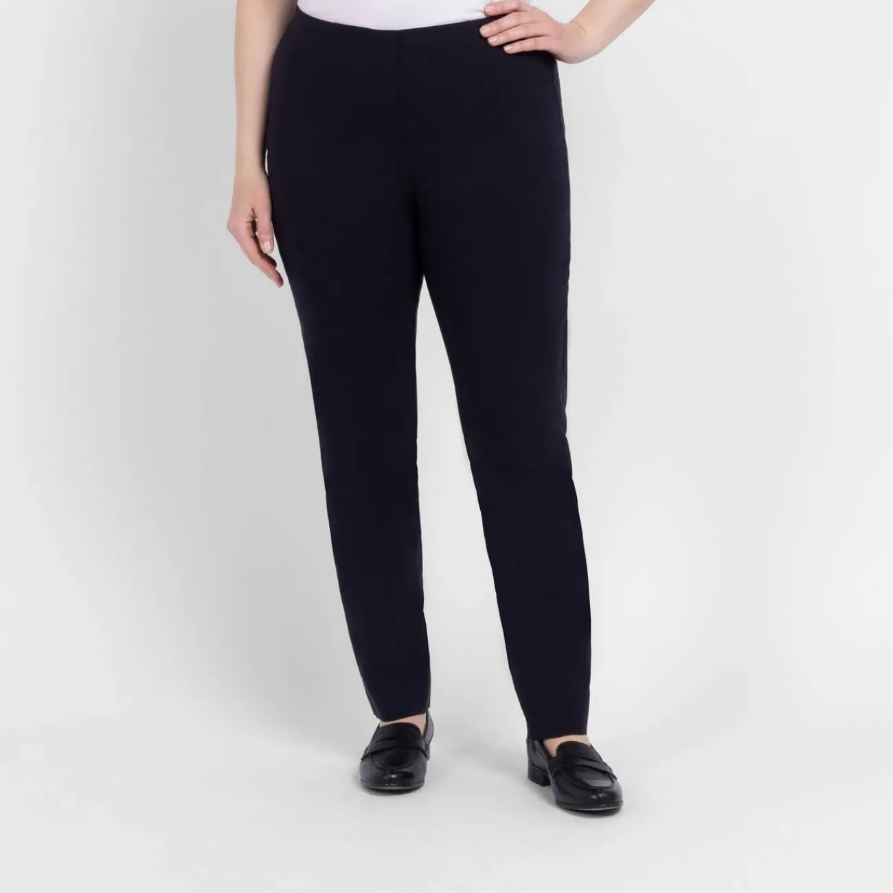 Online Beige Pull On Trousers Navy