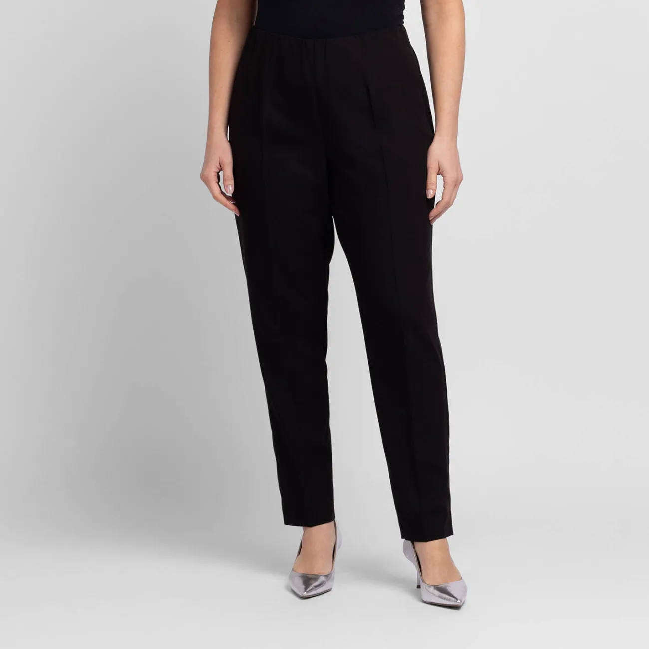 Clearance Beige Pull-On Trousers Black