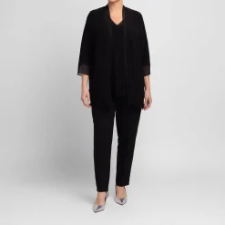 Clearance Beige Pull-On Trousers Black
