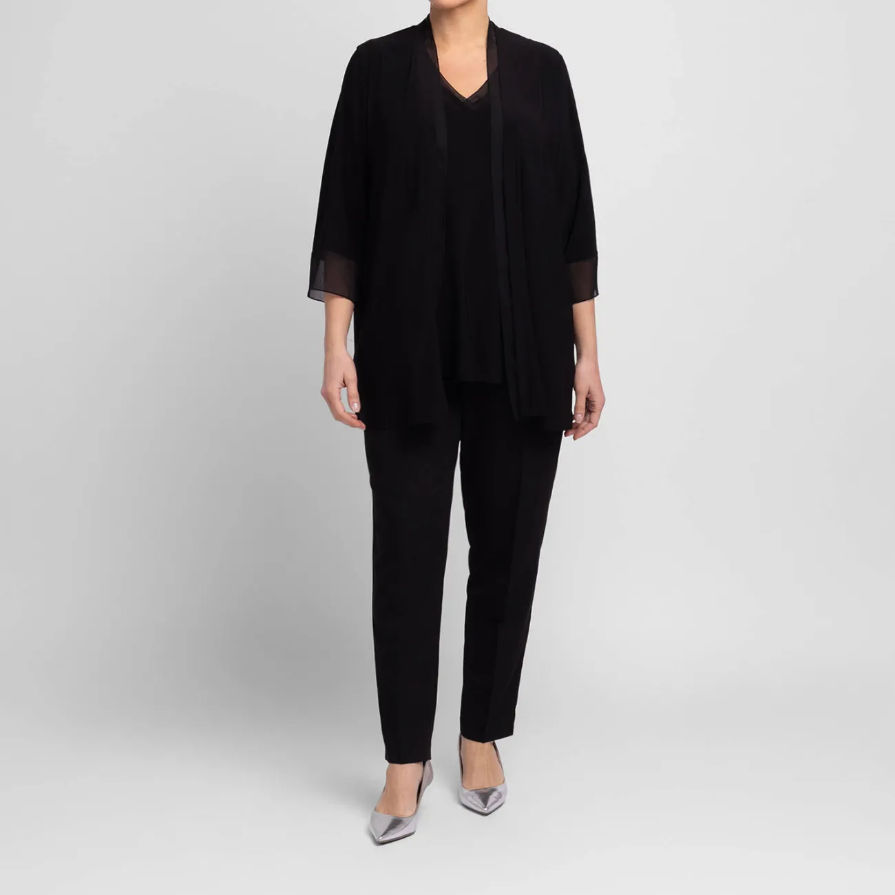 Clearance Beige Pull-On Trousers Black
