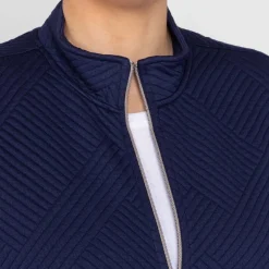 Discount Beige Zip Up Jersey Cotton Gilet Navy