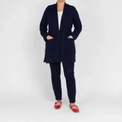 Discount Elena Miro Belted Edge To Edge Cardigan Navy