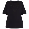 Clearance Elena Miro Embroidered Cotton T-Shirt Black