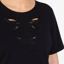 Clearance Elena Miro Embroidered Cotton T-Shirt Black