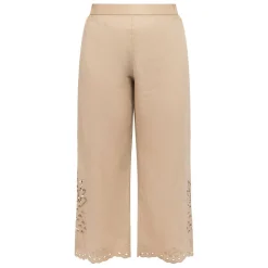 New Elena Miro Linen Embroidered Trousers Sand