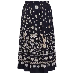 Best Elena Miro Tiered Floral Skirt Black