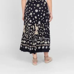 Best Elena Miro Tiered Floral Skirt Black