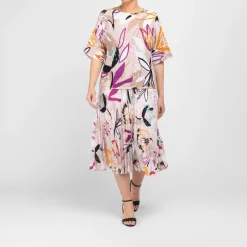 Fashion Faber Abstract Floral Print Sweater Beige
