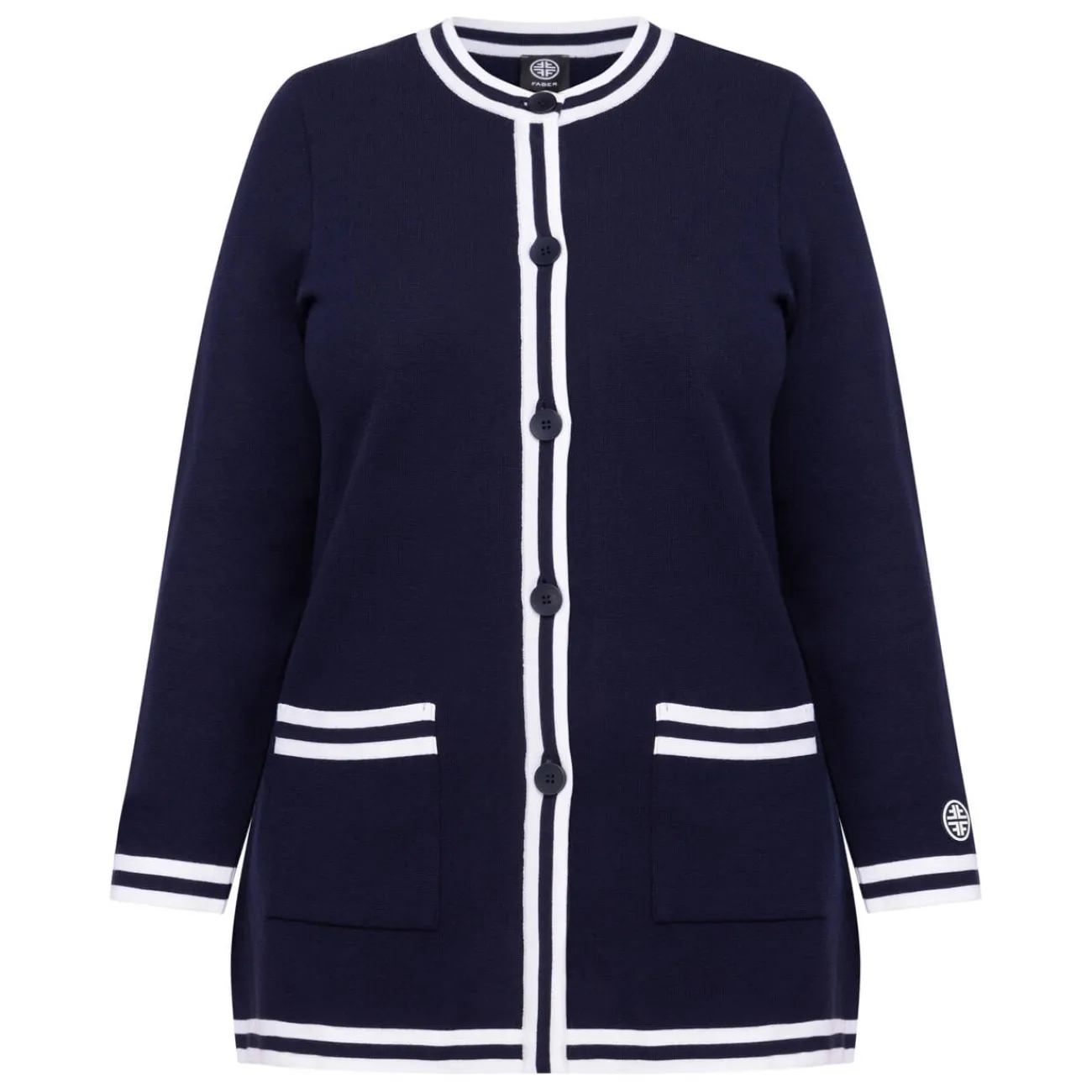 Discount Faber Long Knitted Jacket Navy