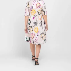 Hot Faber Satin Viscose Floral Dress Beige