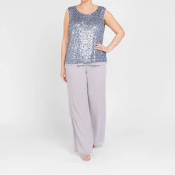 Outlet GAIA Life Deep Side Slit Trouser Pearl Grey
