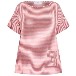 Fashion GAIA Life Lurex Stripe Jersey Top Red