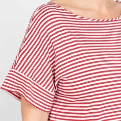 Fashion GAIA Life Lurex Stripe Jersey Top Red