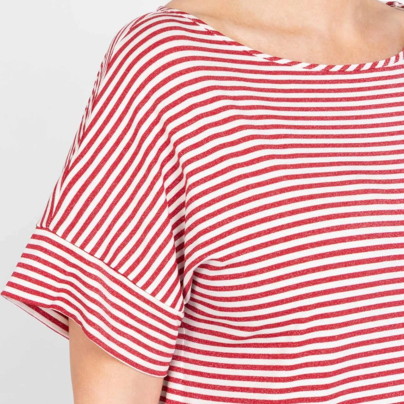 Fashion GAIA Life Lurex Stripe Jersey Top Red