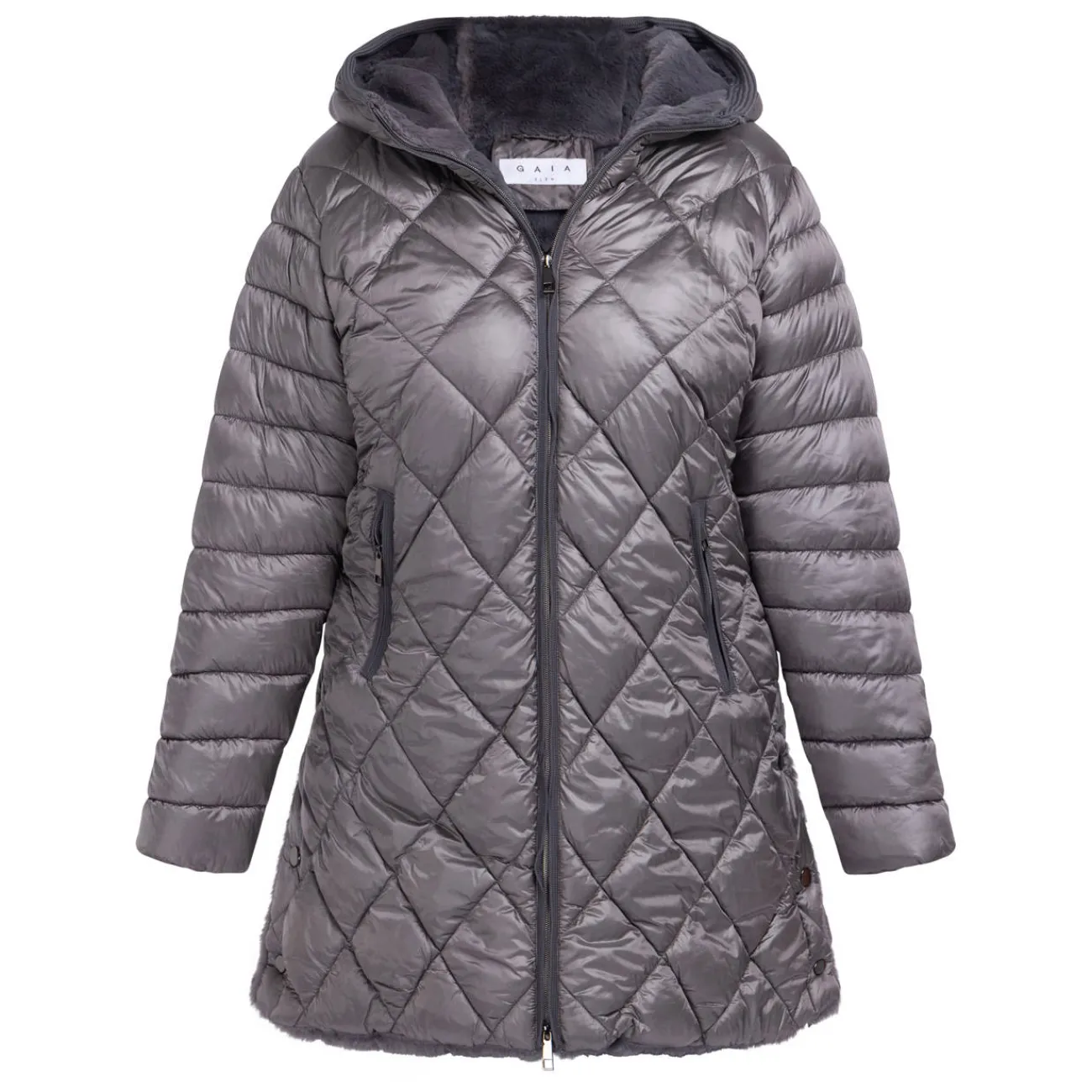 Hot GAIA Life Quilted Puffa Coat Grey