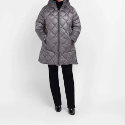 Hot GAIA Life Quilted Puffa Coat Grey