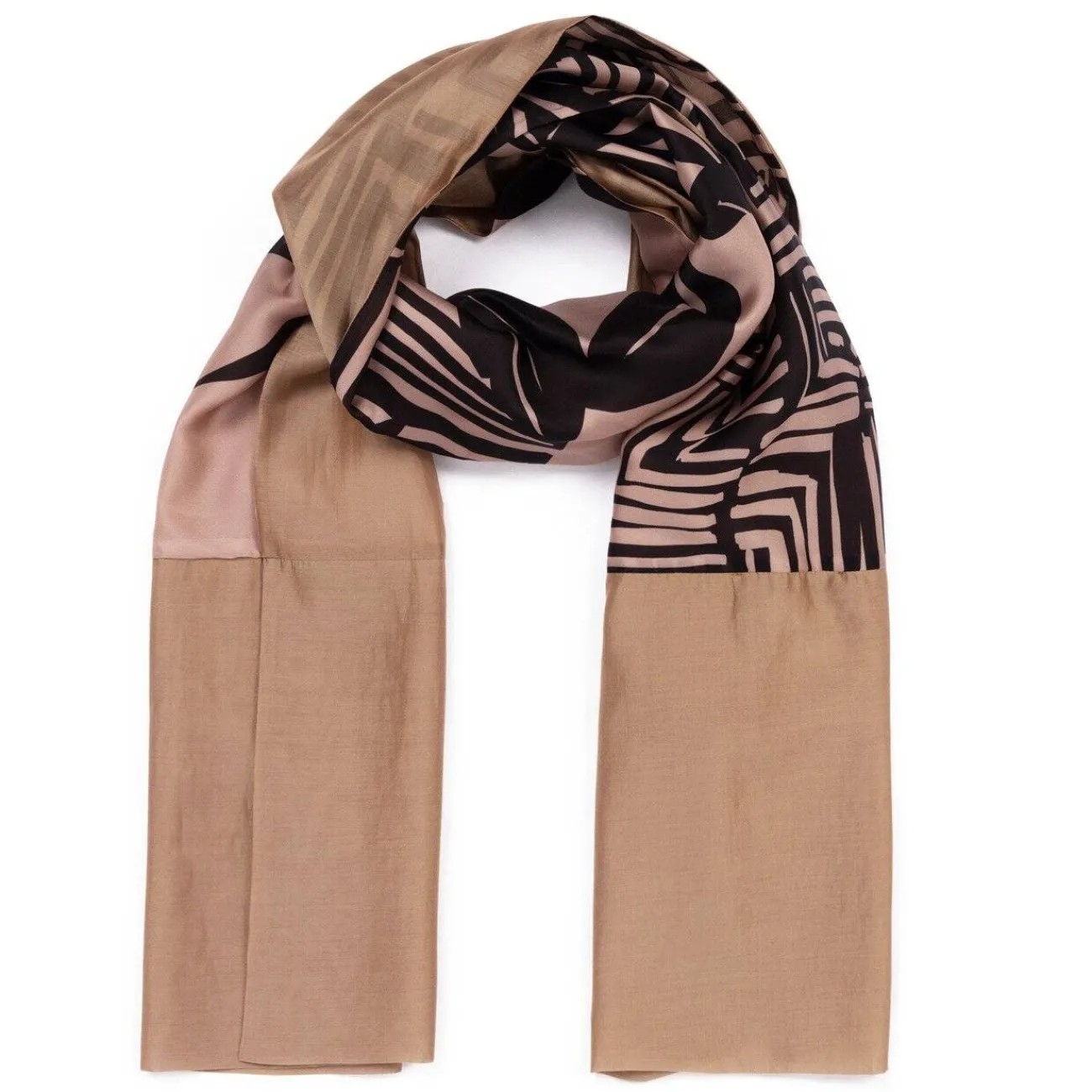 Hot GAIA Life Satin Leaf Print Scarf