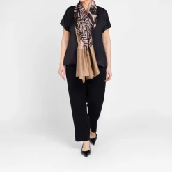 Hot GAIA Life Satin Leaf Print Scarf