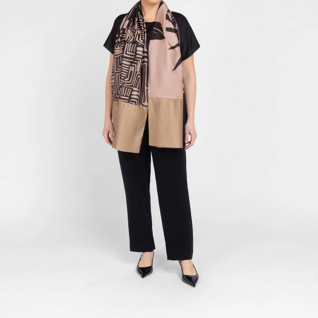 Hot GAIA Life Satin Leaf Print Scarf