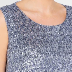 New GAIA Life Sequin Top Pearl Grey