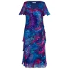 New Lewis Henry Silk Tiered Dress Blue