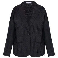 Fashion Luisa Viola Broderie Anglaise Cotton Jacket Black