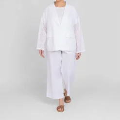 Fashion Luisa Viola Broderie Anglaise Cotton Jacket White