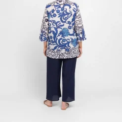 New Luisa Mara Venier Luisa Viola Floral Cotton Shirt Blue