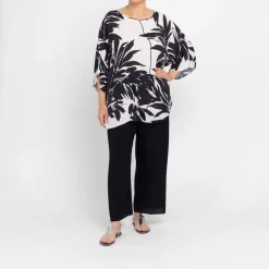 Best Luisa Mara Venier Luisa Viola Leaf Print Tunic Black and White