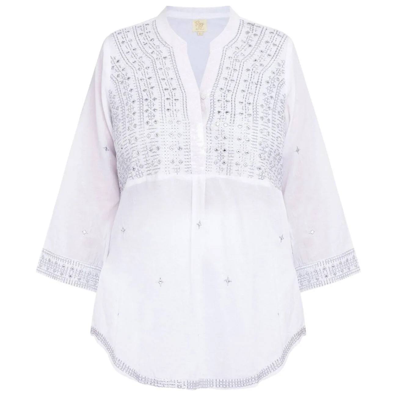 Sale LULA SOUL LulaSoul Embroidered Sequin Cotton Tunic White