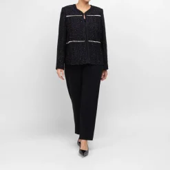 Clearance Marina Rinaldi BLACK PULL-ON FRONT CREASE TROUSER