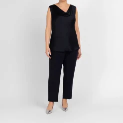 Outlet Marina Rinaldi Elegante Marina Rinaldi Cady Slim Trousers Navy