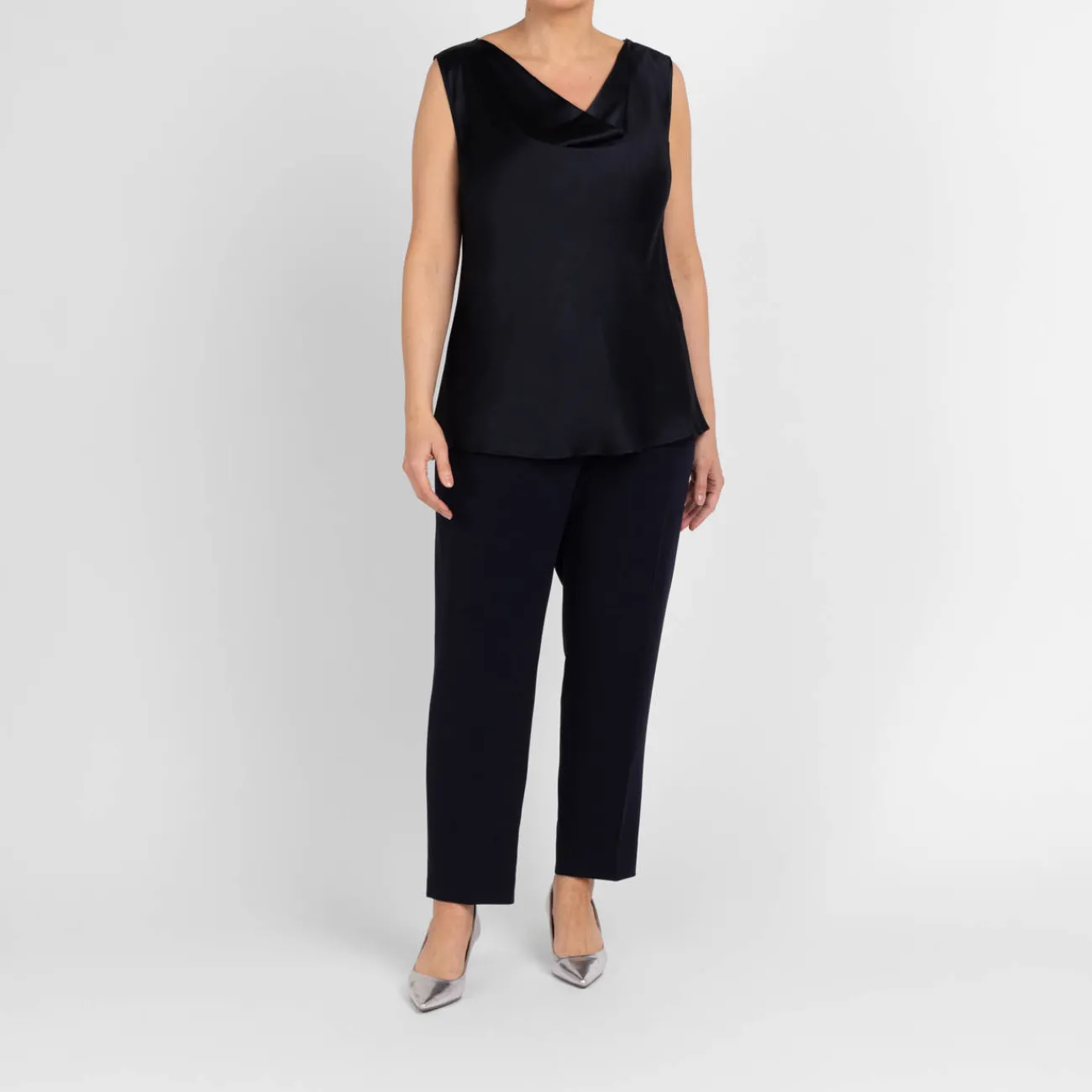 Outlet Marina Rinaldi Elegante Marina Rinaldi Cady Slim Trousers Navy