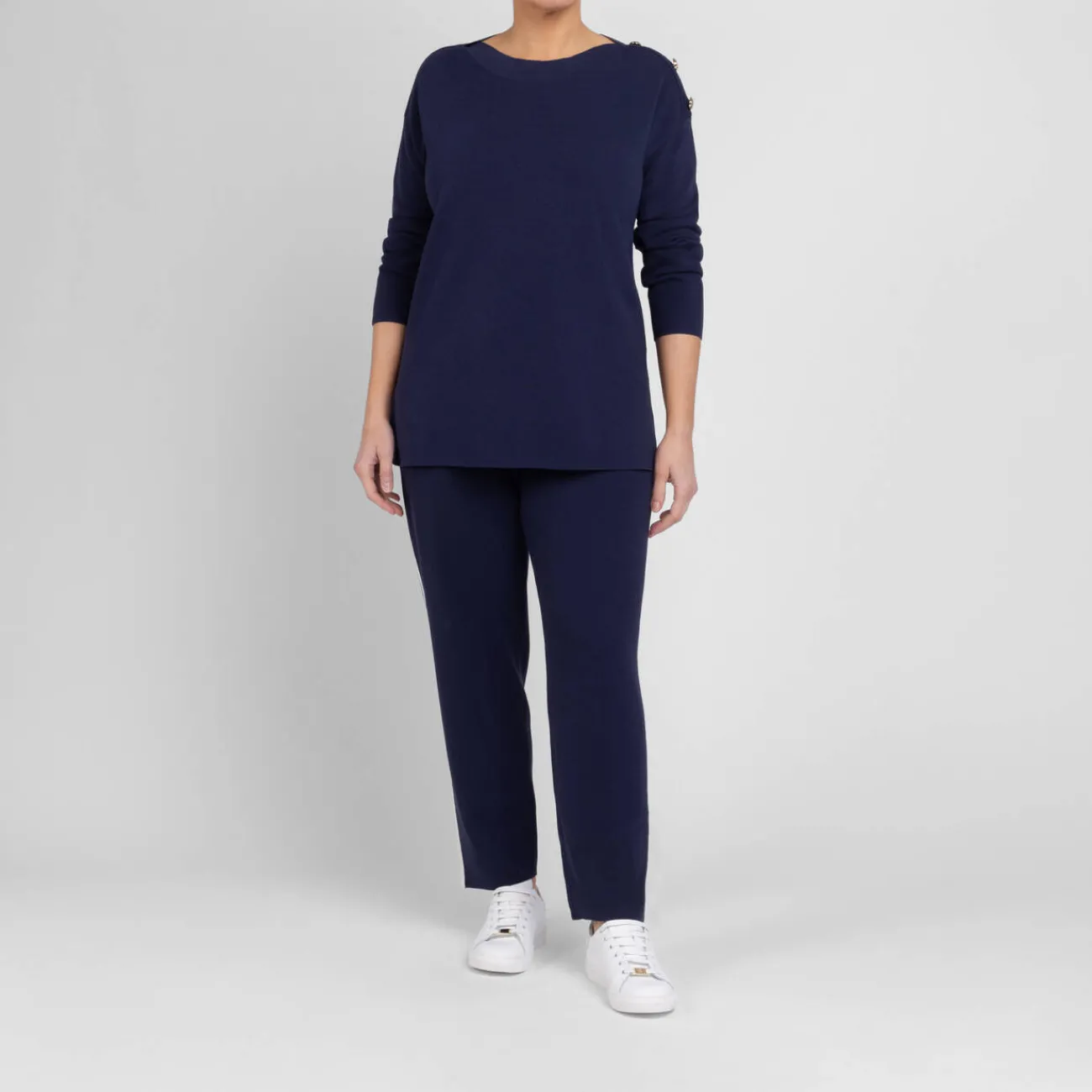 Best Marina Rinaldi Sport Marina Rinaldi Cotton Blend Knitted Tunic Navy