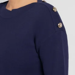 Best Marina Rinaldi Sport Marina Rinaldi Cotton Blend Knitted Tunic Navy