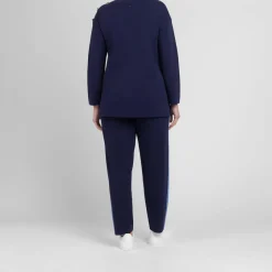 Best Marina Rinaldi Sport Marina Rinaldi Cotton Blend Knitted Tunic Navy