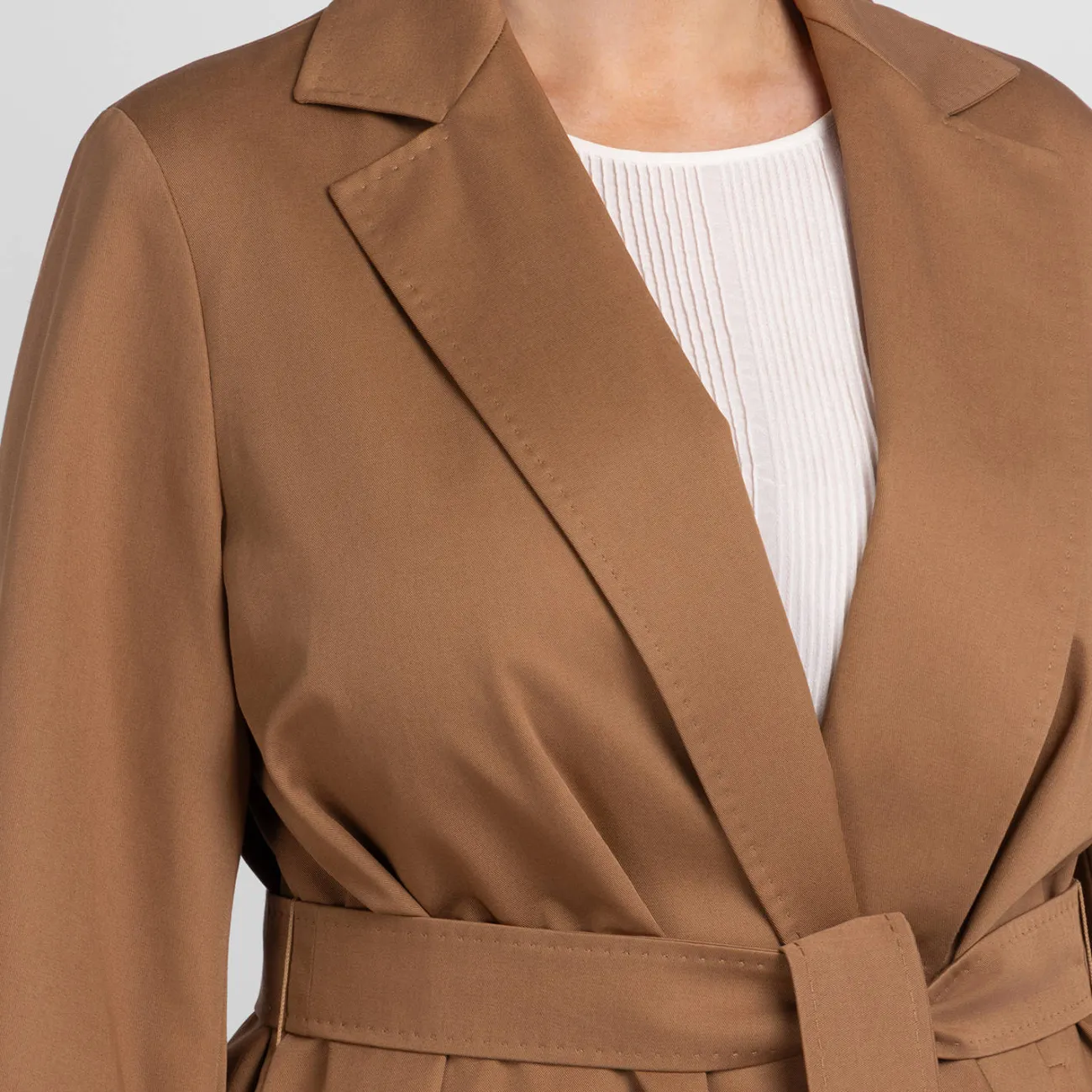Outlet Marina Rinaldi Cotton Gabardine Trench Coat Camel