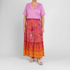 Sale Marina Rinaldi Cotton Jersey T-Shirt Rose Pink